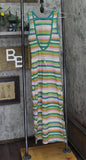 Miken Striped Low-Back Dress Swim Cover-Up I9083K795 Ivory / Green XS