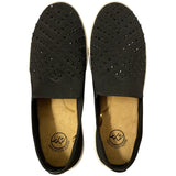 White Mountain Womens Slip-On Stretch Bling Sneaker Black 10M