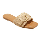 Universal Thread Womens Linda Raffia Buckle Slide Sandals 92611942 Tan Brown 7M