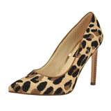 Nine West Tatiana Pump Closed Toe Heels Stiletto High Leopard Raffia Brown 6M