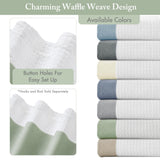 Madison Park Waffle Weave Extra Long Shower Stripe Sage Green 72 in. x 84 in.