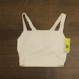 All In Motion Light Support Rib Squareneck Cropped Sports Bra Cream Off White S