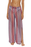Becca Womens Sundown Crochet Split-Leg Cover-up Pants Fire Pool Purple Multi M