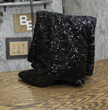 A New Day Womens Abba Sequin Foldover Tall Boots 91636693 Black 8M