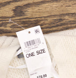 Style & Co. Womens Ribbed Toggle Topper with Fringe Fuzzy Knit Ivory Off White