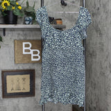 Wild Fable Floral Print Short Sleeve Scoop Neck Smocked Body Mini Dress 76858282