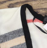 V. Fraas Solid Border Plaid Shawl Wrap 199501 Ivory Multi