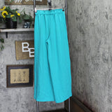 Cupshe Womens Solid Drawstring Wide Leg Pants Aqua Blue Green XS