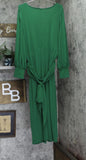 Eloquii Size Knit Cross Front Cuffed Sleeves Self Tie Midi Dress Eden Green 20