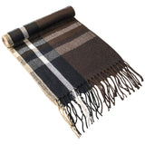 Alpine Swiss Mens Plaid Scarf Soft Winter Fringe 87987642 Brown Navy Multi