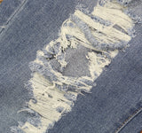 Gogo Jeans Distressed Frayed Straight-Leg Jeans Medium White Wash Blue 20W