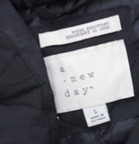 A New Day Winter Hooded Ripstop Mitten Cuff Belted Duvet Puffer Coat Black L