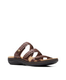 Clarks Women's Collection Laurieann Bella Flat Sandals Dark Tan Brown 7M