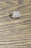 Evening Marquise Pear Cut Crystal Cluster Floral Ring Silver Gray / Clear 6