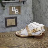Naturalizer Nia Strappy Slingback Sandal Leather Block Heel Champagne Brown 5M