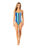 Anne Cole Lingerie Maillot One-Piece Swimsuit Barcode Stripe Blue Multi 10