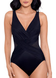 Miraclesuit Crossover Soft Cup Tummy Control One Piece Swimsuit Black 12