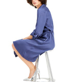 Inc International Concepts Womens 3/4-Sleeve Belted Shirt Dress Inkberry Blue 16