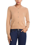 Aqua Womens 100% Cashmere Crewneck Button Front Cardigan Camel Brown M