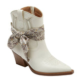 Universal Thread Frannie Western Ankle Boots with Scarf Tie 95053280 White 7M
