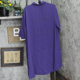 DG2 by Diane Gilman Womens Flowy Button Up Tunic Blouse Shirt Top Purple L