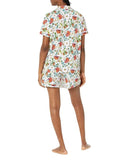 Vera Bradley Pajama Set With Button-up Shirt and Shorts Sea Air Floral Blue 2XL