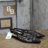 A New Day Womens London Lace Sling Back Bow Flats 94303525 Black 8M