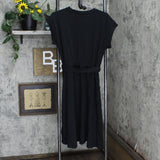 Who What Wear Women's Short Sleeve Shirring-Detailed Dress WD-785 Jet Black M