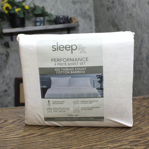 Sleep RX 4-Piece Bamboo Cotton Sheet Set SRX-300CB-FSS-EG Egret Off White Full