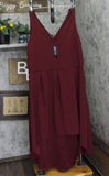 24seven Comfort Apparel Womens Plus Size High Low Party Dress Burgundy Red 3X