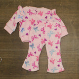 Rare Editions Baby Girls 2-Piece Bow Printed Pajama Set Fleece Pink Multi 12M