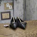 A New Day Womens Valentina Pointed Toe Buckle Ballet Flats 94462477 Black 6M