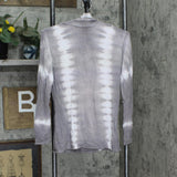 Go Couture Womens Fleece Faux Wrap Lightweight Sweater White Gray Tie Dye M