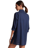 Lauren Ralph Lauren Embroidered Shirt Swim Cover Up Button Up Dark Navy Blue XL
