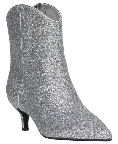 On 34th Womens Aatira Tulip Booties 10019682200 Silver Glitter Gray 7M