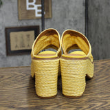 Lucky Brand Women's Yena Raffia Wedge Sandals Shoes LK-YENA Mimosa Yellow 9M