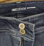 INC International Concepts Boyfriend Rolled 2-Button Denim Jeans Blue Wash 14W