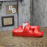Shade & Shore Womens Neida EVA Two Band Footbed Slide Sandals 83105499 Red 6M