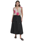 DKNY Womens Floral-Print V-Neck Cap-Sleeve Top May Watercolor Pink Multi M