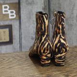 A New Day Tigris Block Heel Ankle Boots 94568624 Tiger Print Brown 6M