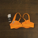 Salt + Cove Wavy-Scrunch Scoop-Neck Bikini Swim Top Tangerine Zing Orange XS