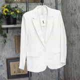 A New Day Womens Signature Crepe Nipped Waist Blazer Jacket Night Off White M
