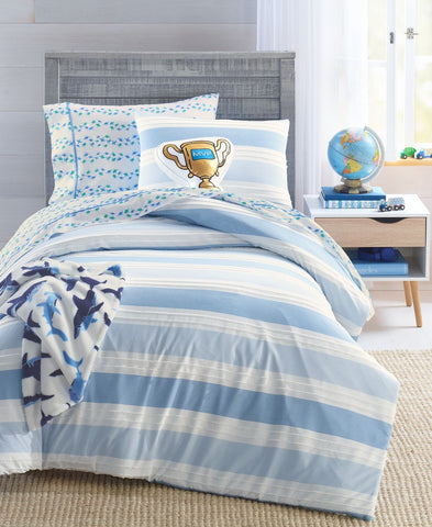 Charter Club Kids Boys Clip Jacquard 2 Piece Comforter Set Blue Twin / Twin XL