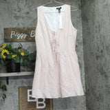 Aqua Womens Stripe Poplin Front Tie Mini Dress S2098D-2BL Rose Pink / White M
