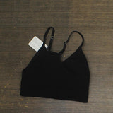 MeMoi Womens Padded Seamless Bralette Ribbed Black S