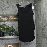 Motherhood Maternity Womens Side Ruched Scoop Neck Pregnancy Tank Top Black XS