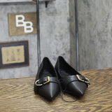 A New Day Pointed Toe Buckle Ballet Flats 94462478 Black 6.5M