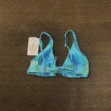 Becca Womens Knot-Front Adjustable Bikini Top Swim Pool Lagoon Blue Multi M