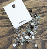 Express Strand Beaded Boho Charm Necklace Silver Gray / Purple Multi 18" + 4"