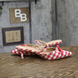 Wild Fable Lysandra Gingham Eyelet Kitten Heel Mules 92611152 Red / White 8.5M